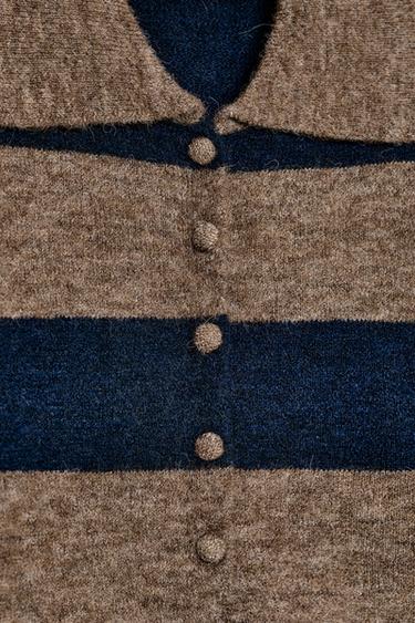 STRIPED CARDIGAN - Brown-Blue by Zara - Image 6