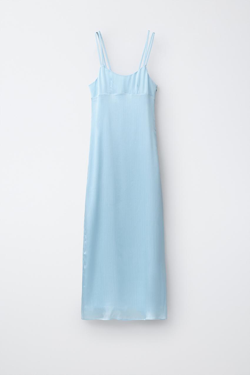 SATIN EFFECT PLAIN DRESS - Pastel blue | ZARA United States SATIN EFFECT PLAIN DRESS - Pastel blue | ZARA United States