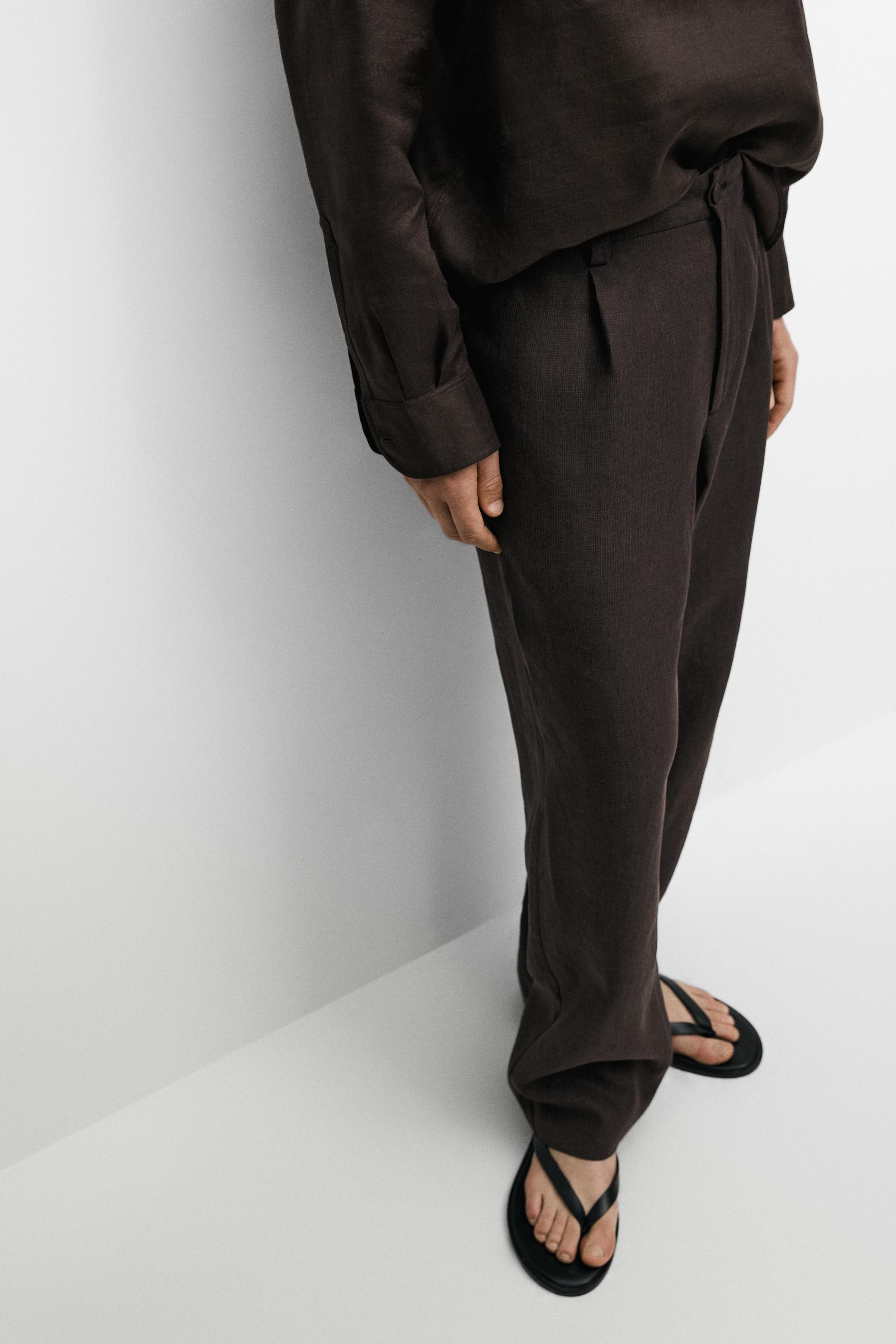 Pantalon pied-de-poule 100 % lin