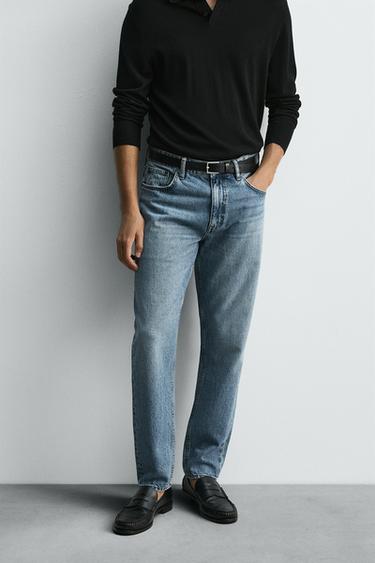 SLIM FIT TAPERED JEANS - Mid-blue by Zara