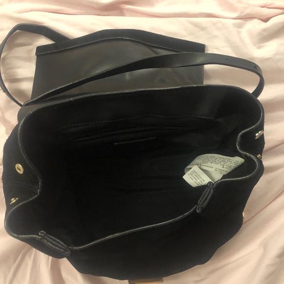 ZARA BLACK SUEDE LEATHER CROSS BODY PURSE GOLD HARDWARE INTERIOR POCKETS BUCKLE - Image 3