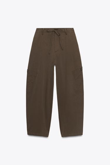 Zara BALLOON CARGO PANTS - Brown