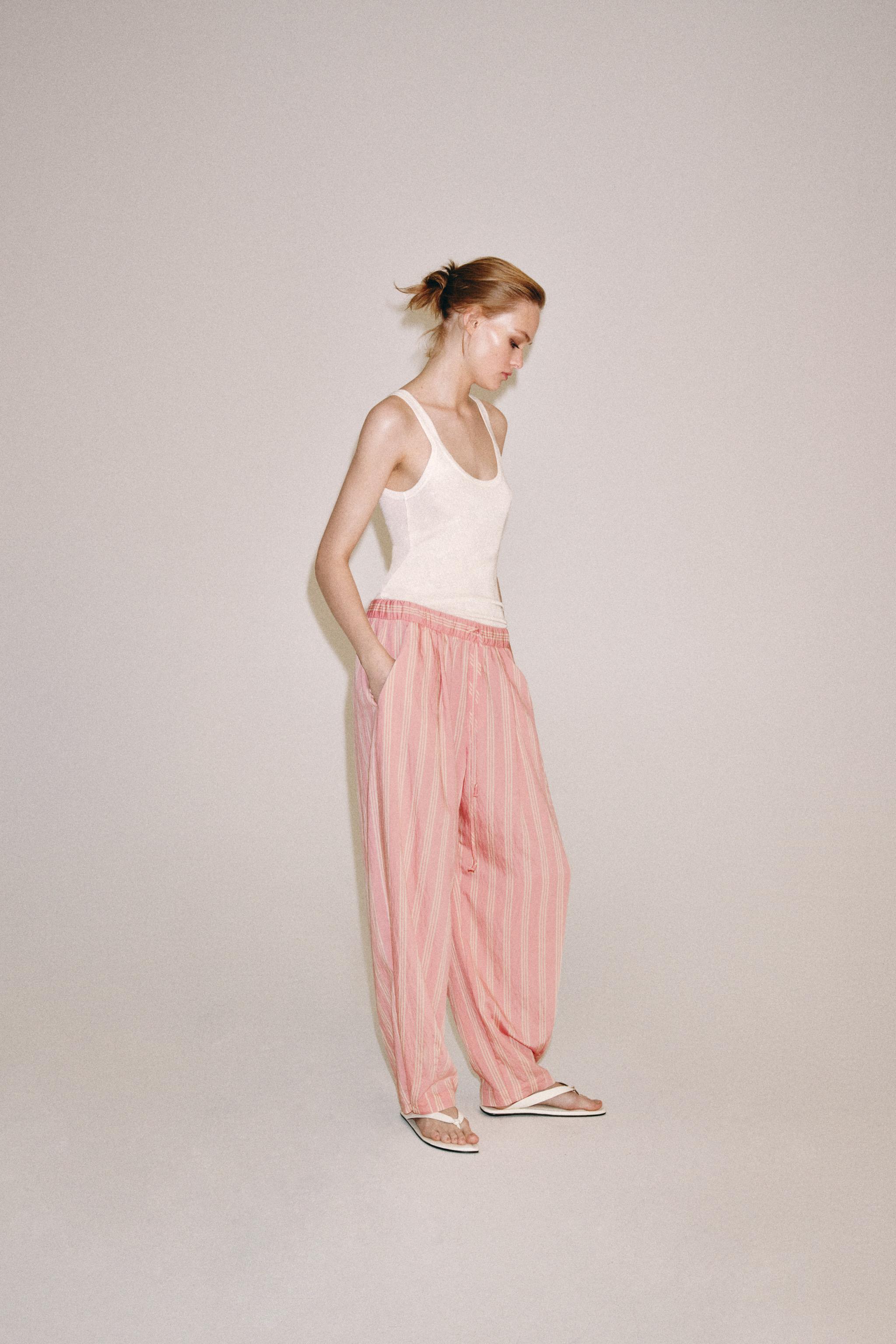 Женские брюки Zara ZW COLLECTION STRIPED BALLOON PANTS — фото 4