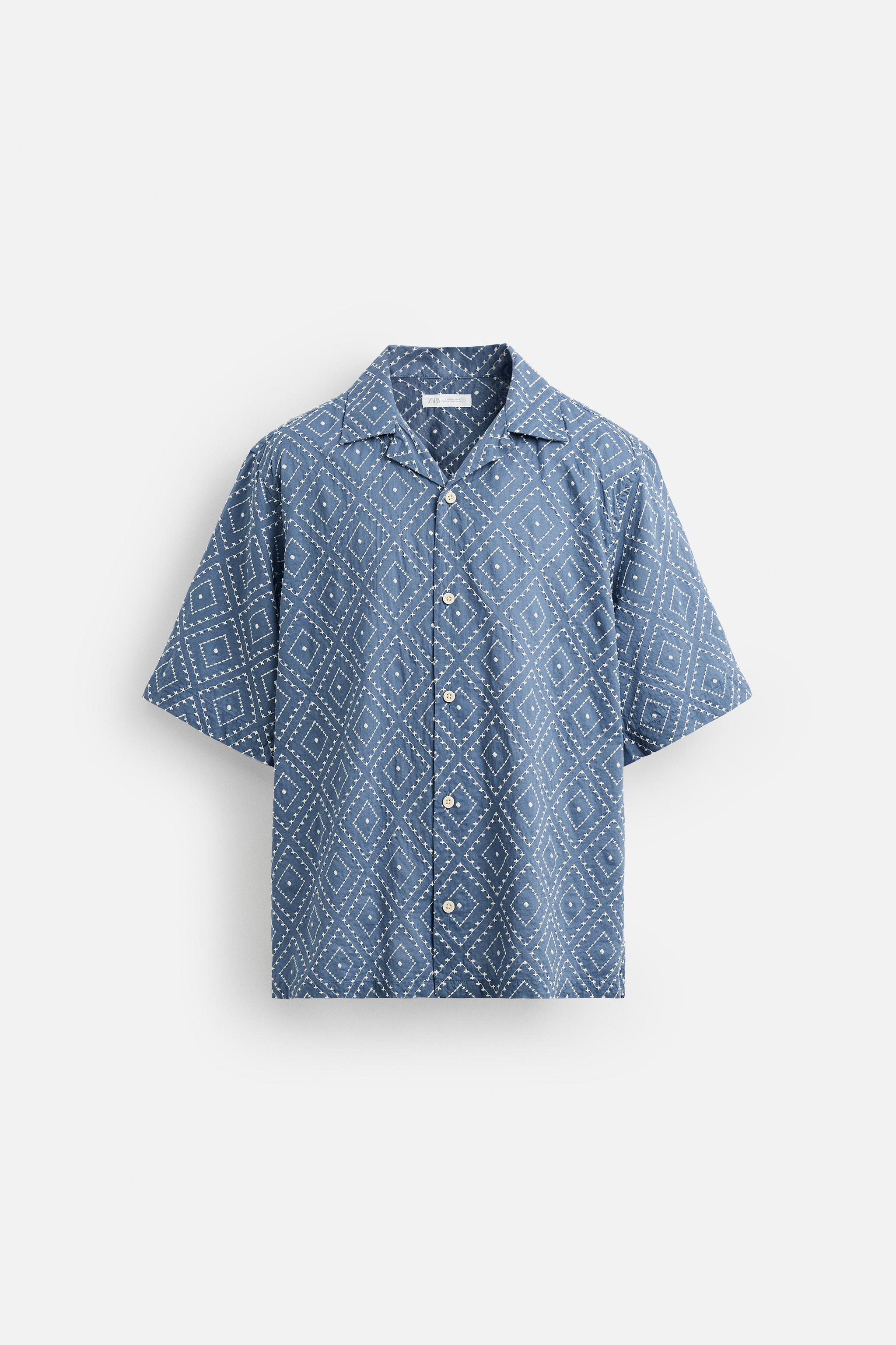 CHEMISE BRODERIES CONTRASTÉES