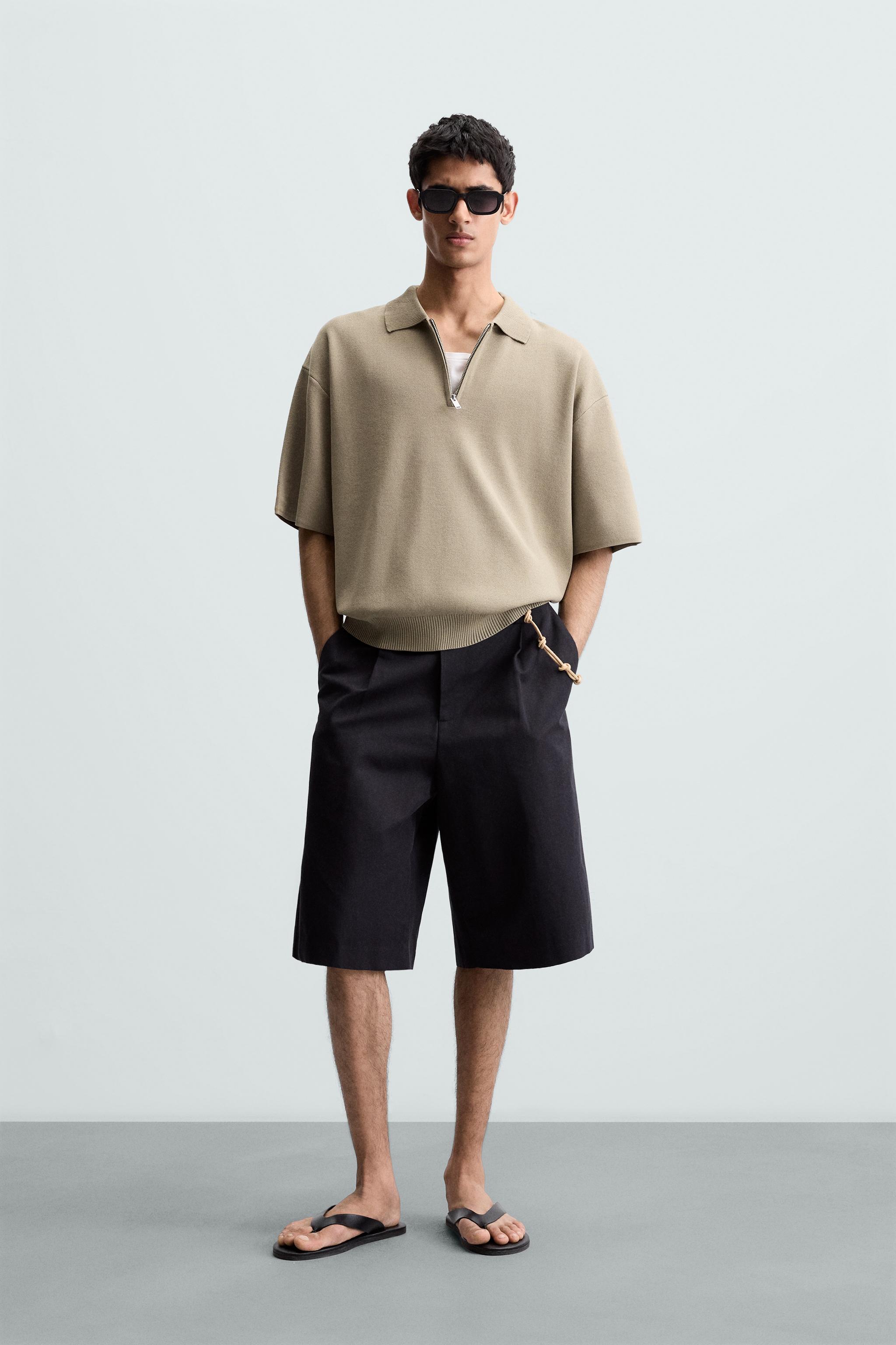 RELAXED FIT KNIT POLO SHIRT - Khaki | ZARA South Africa