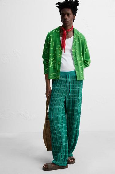 JACQUARD KNIT TROUSERS © OTIS KWAME KYE QUAICOE - Turquoise by Zara