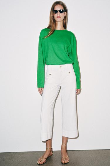 Z1975 HIGH-WAIST CULOTTE JEANS - White by Zara