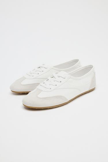 DERBYS COMBINÉES PLATES - Blanc de Zara - Image 3