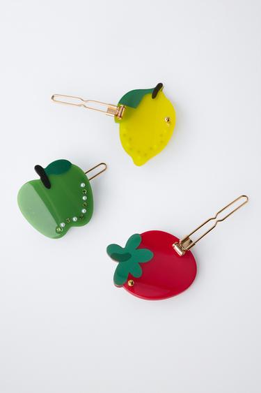 3-PACK OF FRUIT AND GLITTER GRIP CLIPS - Red by Zara - Image 1