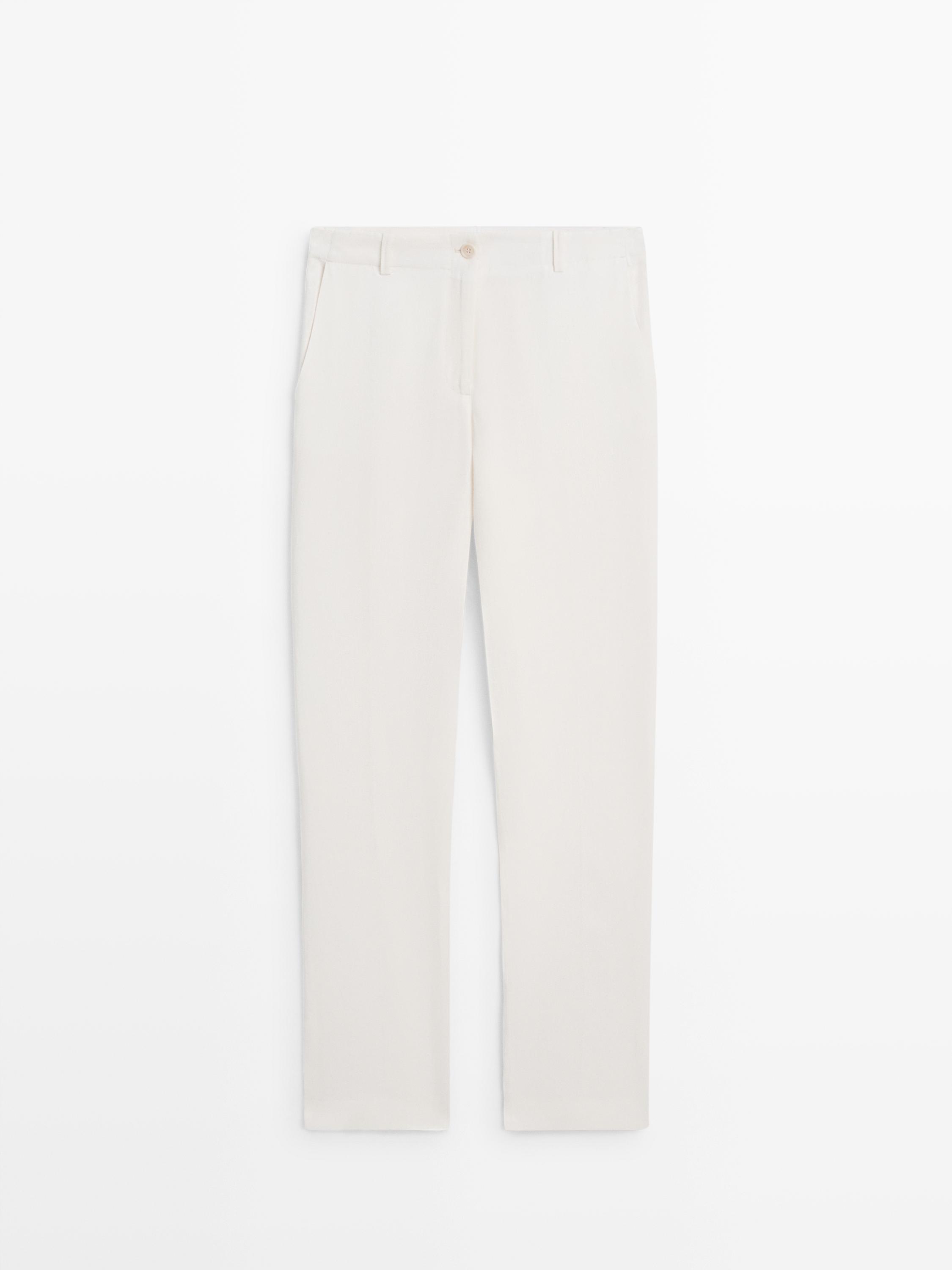 Linen suit trousers — Oyster-white