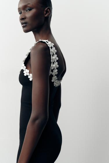 FLORAL HARDWARE STRETCH DRESS - Black by Zara - Image 3