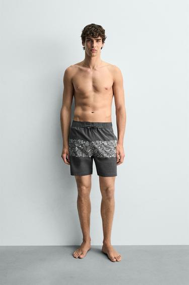 MAILLOT DE BAIN LONG À IMPRIMÉ FLORAL - Bleu marine de Zara - Image 0