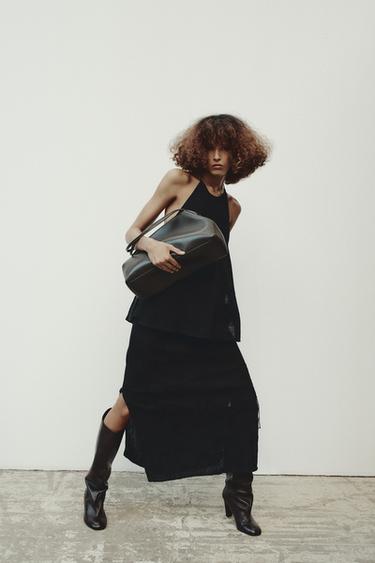 LEATHER BOOTS WITH WIDE CALF - Brown by Zara - Image 0