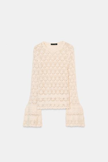 FLARED SLEEVE KNIT JUMPER - Light beige by Zara - Image 0
