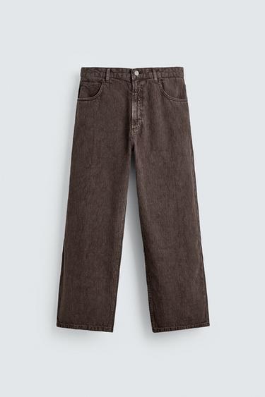 FADED PRINT BAGGY FIT TROUSERS - Brown by Zara