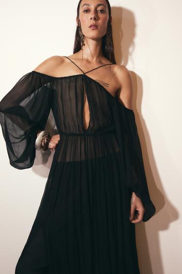 VESTIDO LARGO FLUÍDO - Negro de Zara