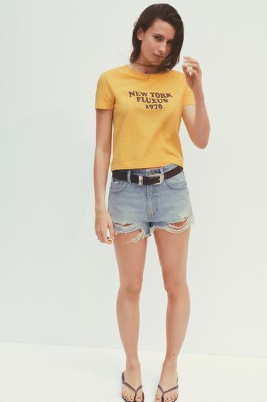 WASHED T-SHIRT WITH SLOGAN - Orange by Zara - Image 0
