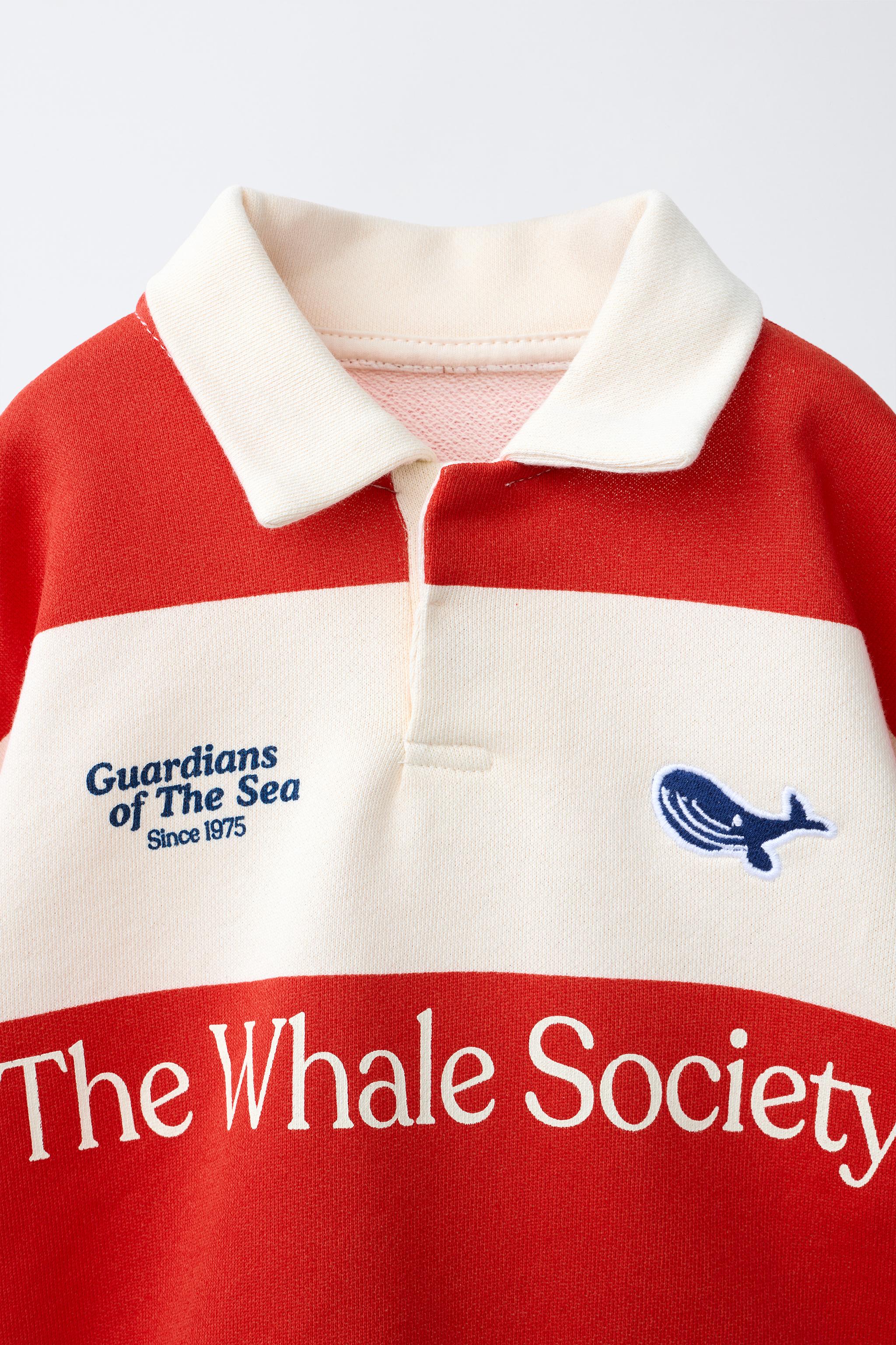 EMBROIDERED WHALE STRIPED POLO SHIRT