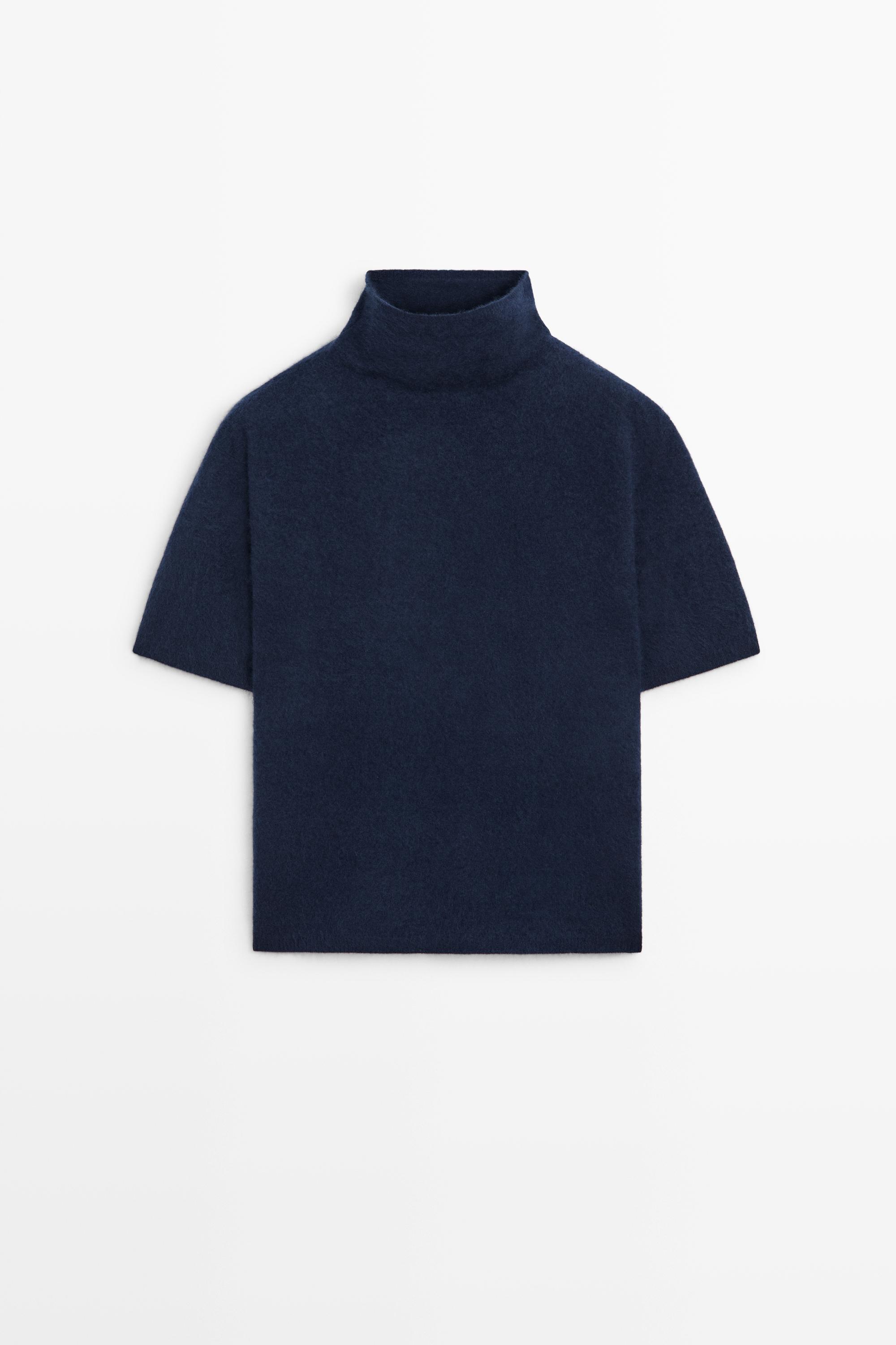 100% wool oversize short-sleeve knit sweater