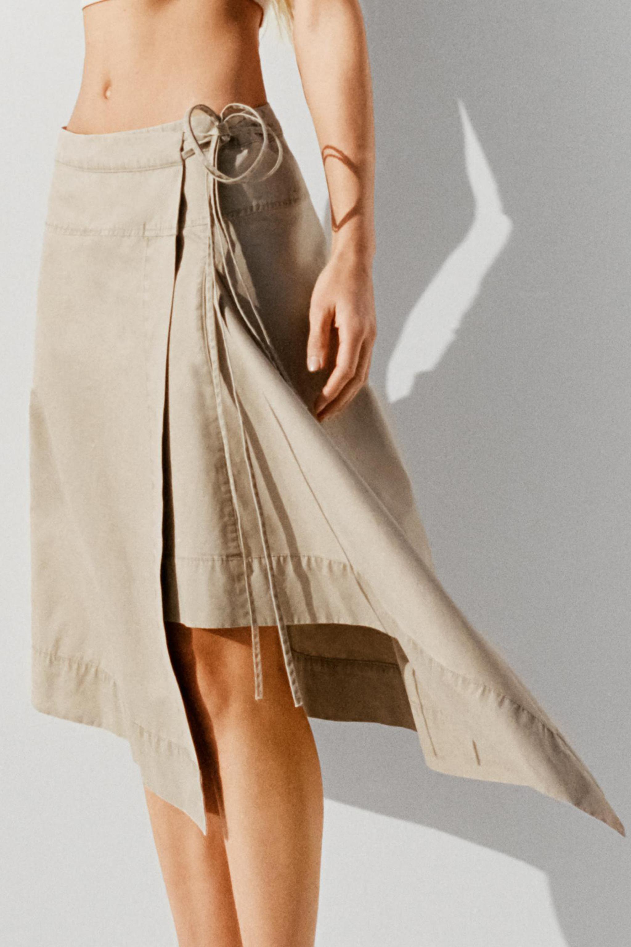 WASHED EFFECT LONG SKIRT - taupe brown