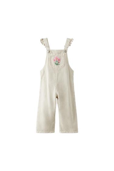 EMBROIDERED DENIM DUNGAREES