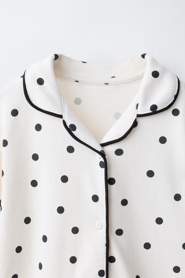 6-14 YEARS/ POLKA DOT PRINT PYJAMAS - Black / Ecru by Zara