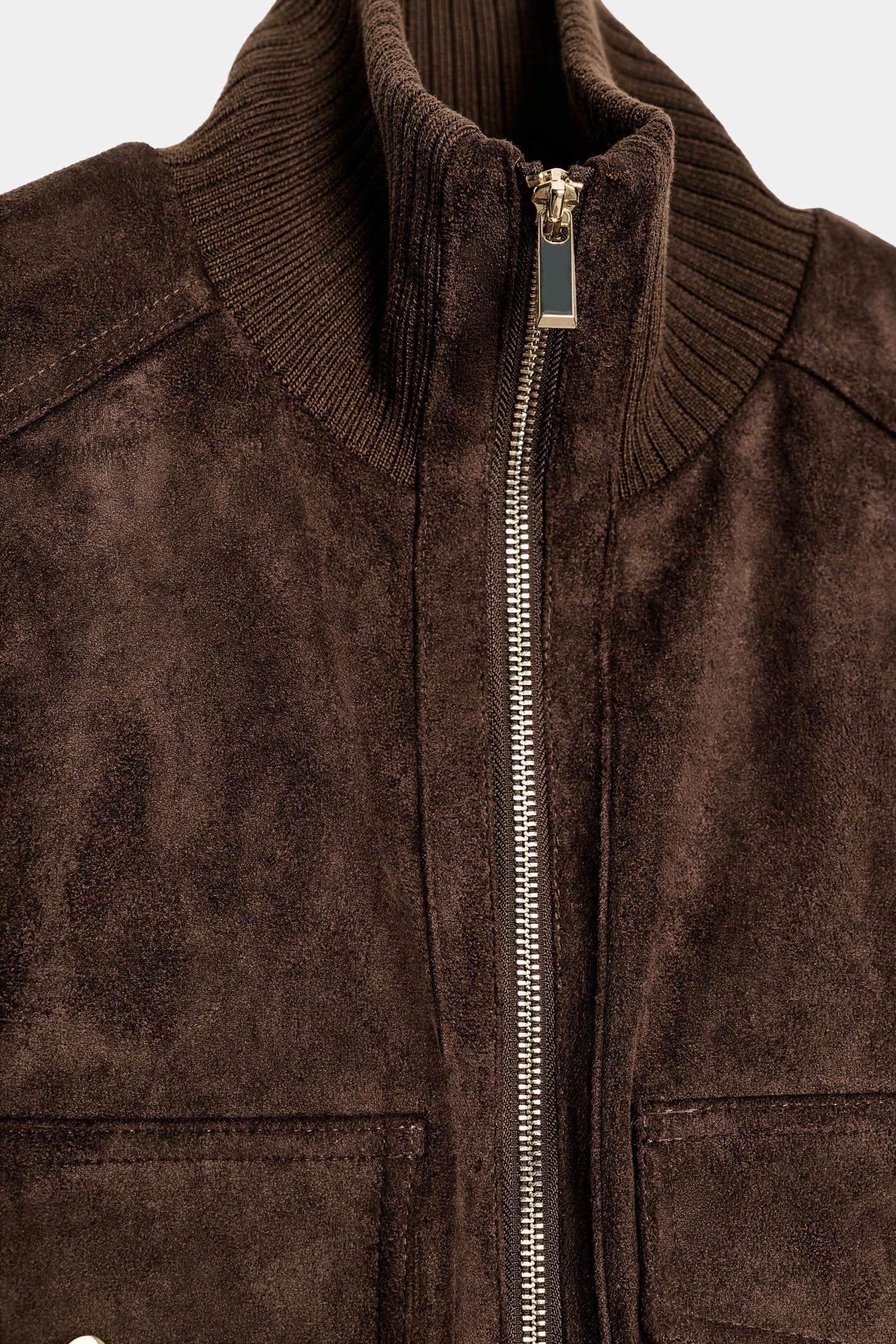Женский жилет Zara Suede-Effect Vest, цвет: Коричневый — фото 6