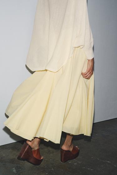 ZW COLLECTION FLARED MIDI SKIRT - Yellow by Zara - Image 2