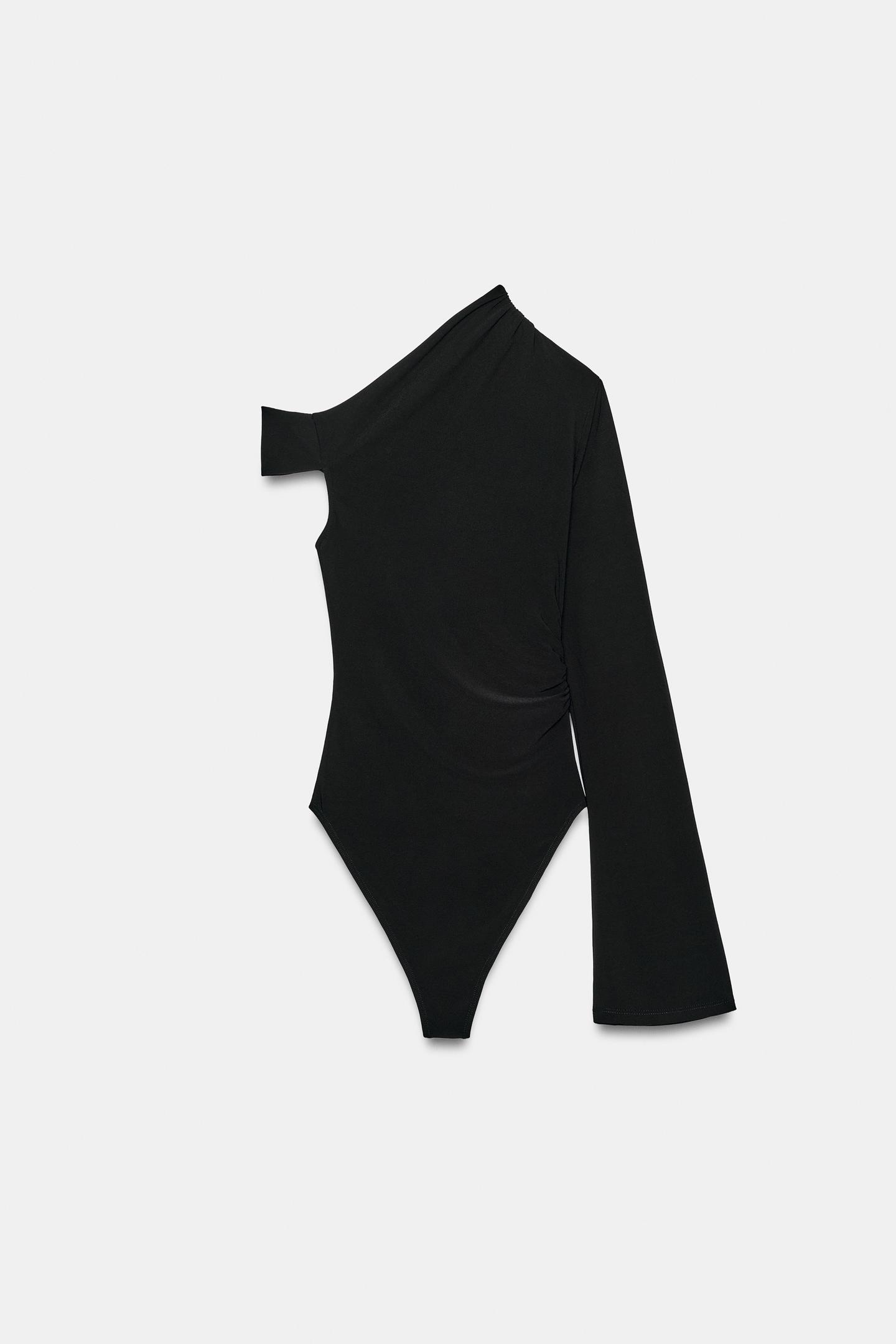 Боди Asymmetric Jeweled — Zara, цвет: Чёрный — фото 7