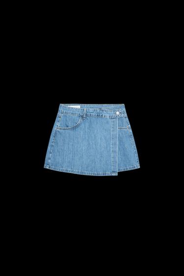 Zara Z1975 DENIM WRAP SKORT - Mid-blue - Image 0