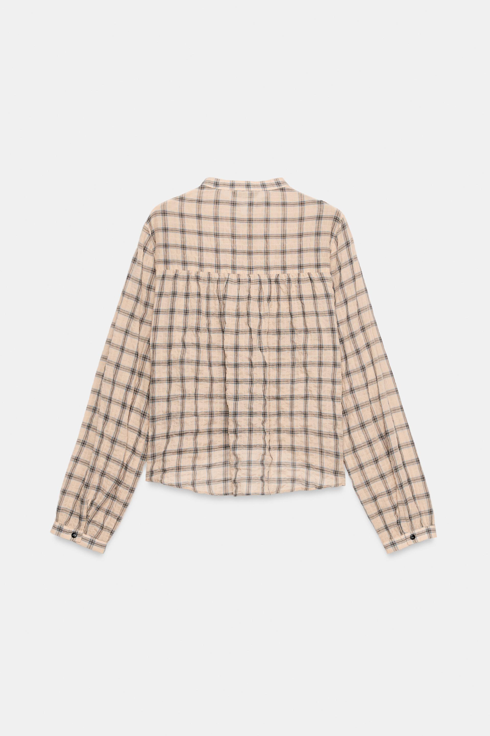 CHECKED BLOUSE WITH LACE TRIM thumbnail 4