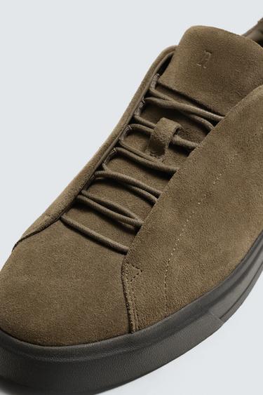 LEATHER TRAINERS - Taupe Grey by Zara - Image 5