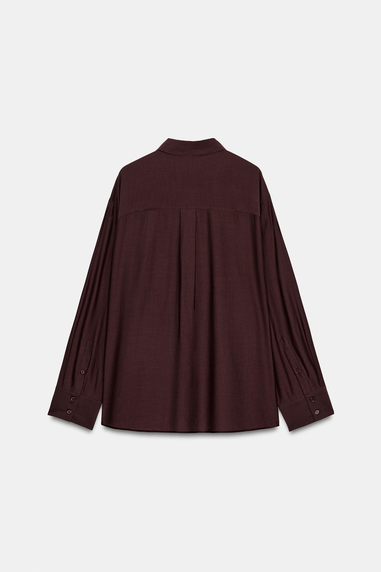 ZW COLLECTION SOLID BIB-FRONT SHIRT — Eggplant