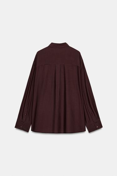 ZW COLLECTION SOLID BIB-FRONT SHIRT — Eggplant 2