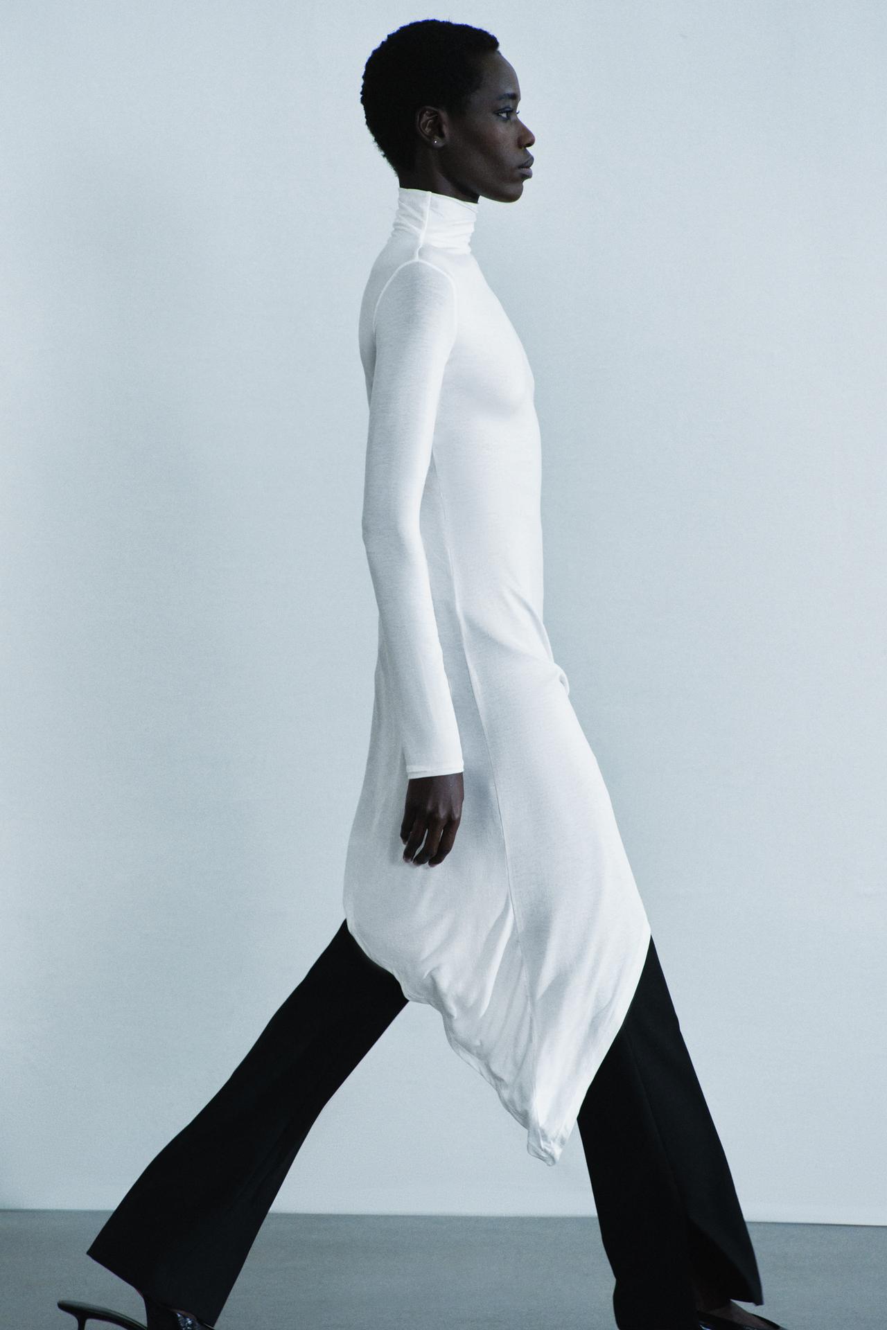ASYMMETRICAL LONG TOP — White