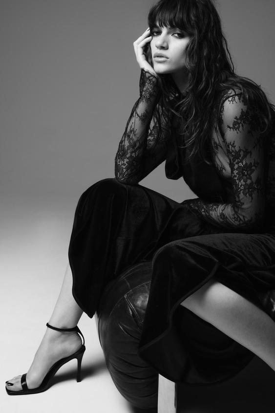 Zara VELVET PANTS WITH VENTS ZW COLLECTION - Black - Image 0