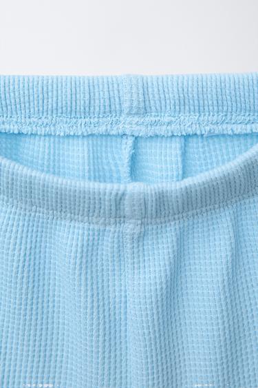 WAFFLE-KNIT T-SHIRT AND BERMUDA SHORTS CO-ORD - Mid-blue by Zara - Image 4