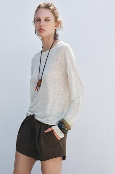 ZW COLLECTION COTTON SHORTS - Khaki by Zara - Image 1