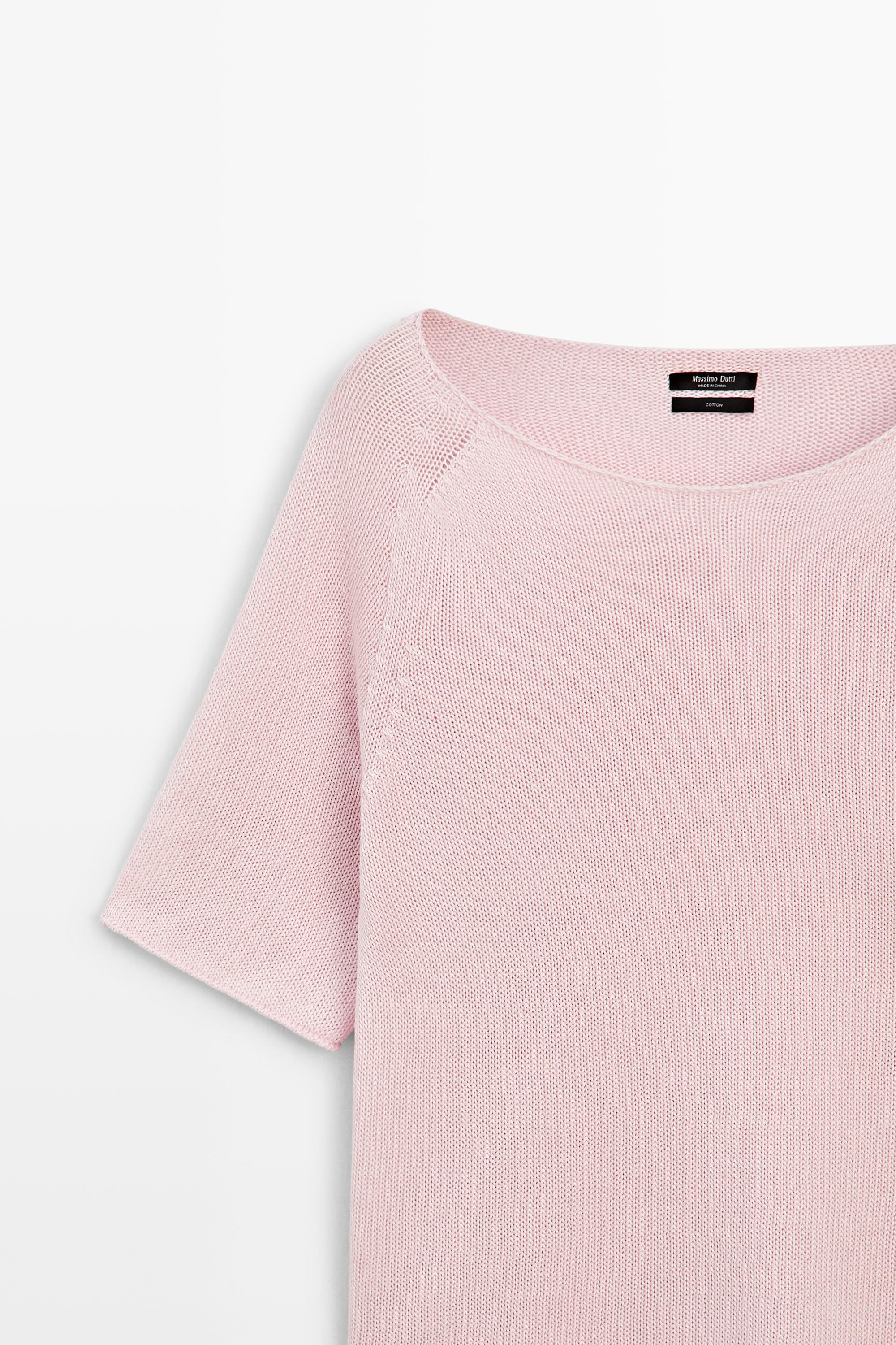 100% cotton boat neck knit sweater
