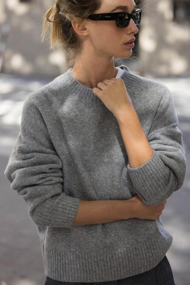 SOFT PLAIN KNIT SWEATER - Grey marl by Zara