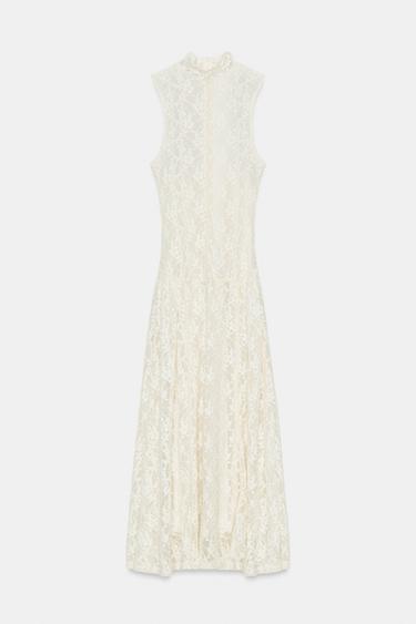 LONG LACE DRESS - Ecru by Zara