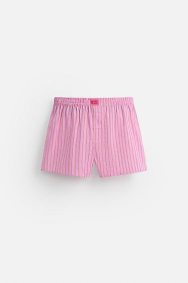 LIMITED EDITION STRIPED POPLIN BOXERS - Pink by Zara