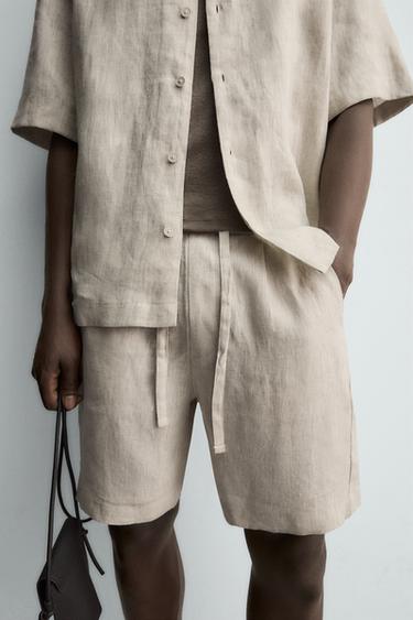 100% LINEN RELAXED FIT SHIRT - Light beige by Zara