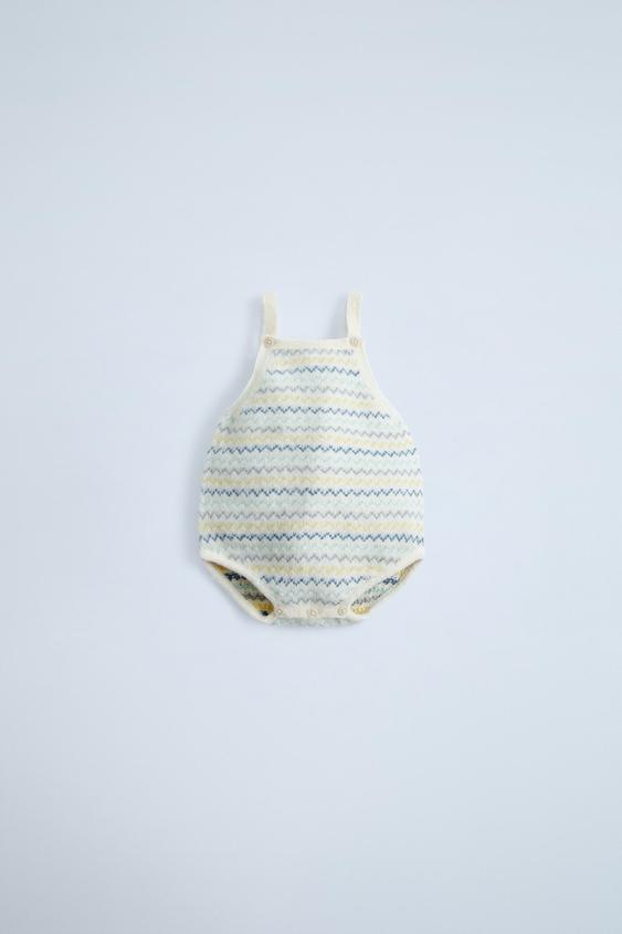 ZIGZAG STRIPE KNIT ROMPER - Ecru | ZARA United States