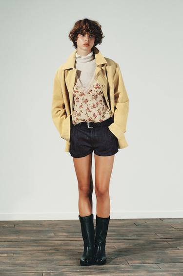 100% SUEDE LEATHER JACKET - Beige-pink by Zara