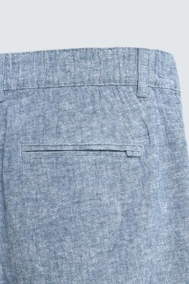 SHORT REGULAR FIT STRUCTURÉ - Bleu / Blanc de Zara - Image 9