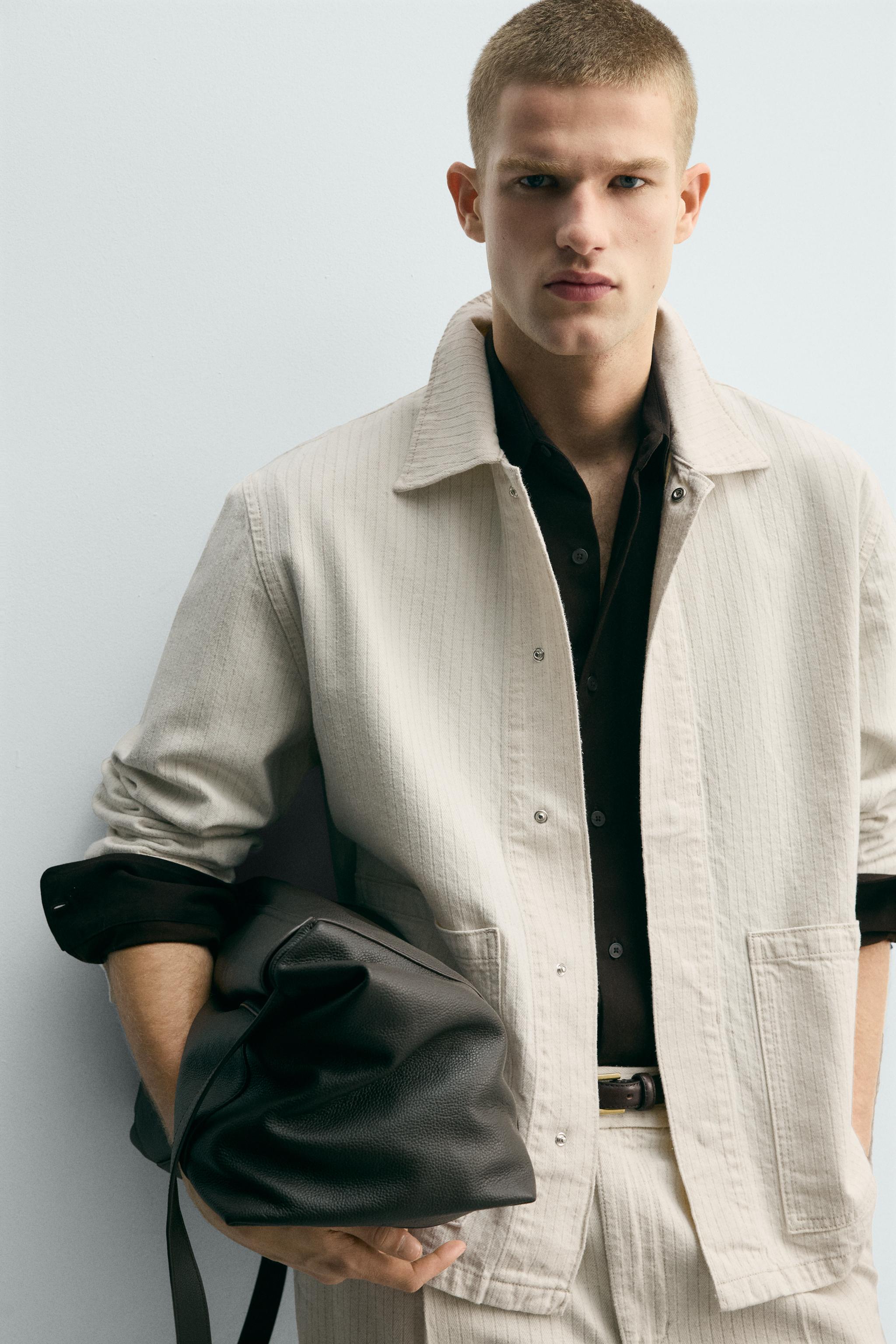 STRIPED TEXTURED OVERSHIRT