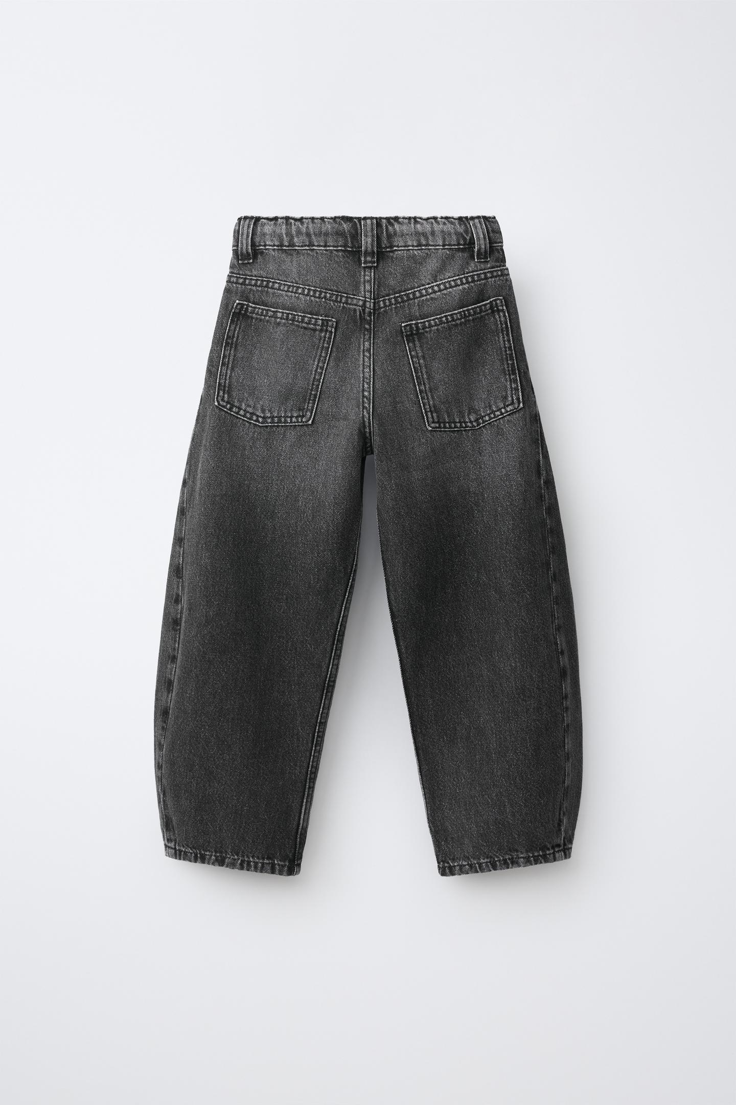 Детские джинсы Zara Barrel Jeans with Drawstring Belt, цвет: Тёмный серый — фото 3