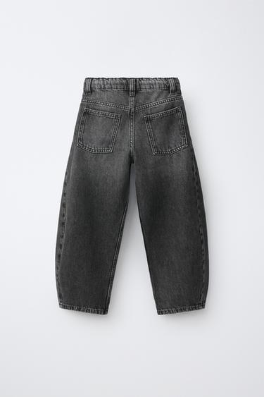 JEANS BARREL CINTURÓN CORDÓN - Gris oscuro de Zara