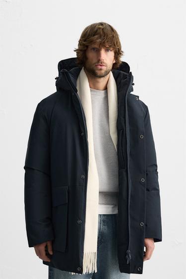 PARKA MATELASSÉE À CAPUCHE - Bleu marine de Zara - Image 1